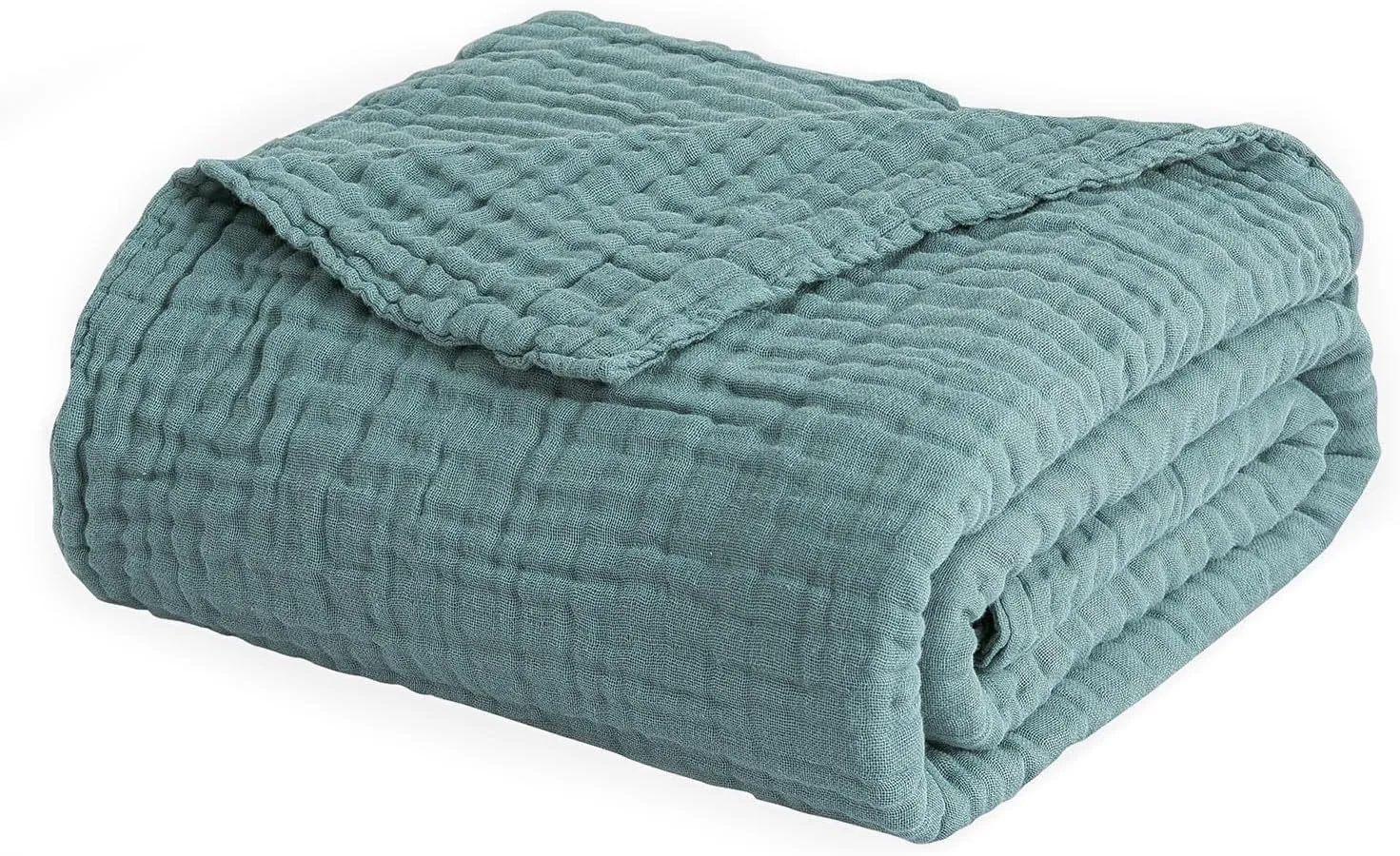 EMME Muslin Throw Blanket 100% Cotton Blankets for Couch Breathable Gauze All Season Soft and Lightweight Pre-Washed (Teal, 50"x70")
