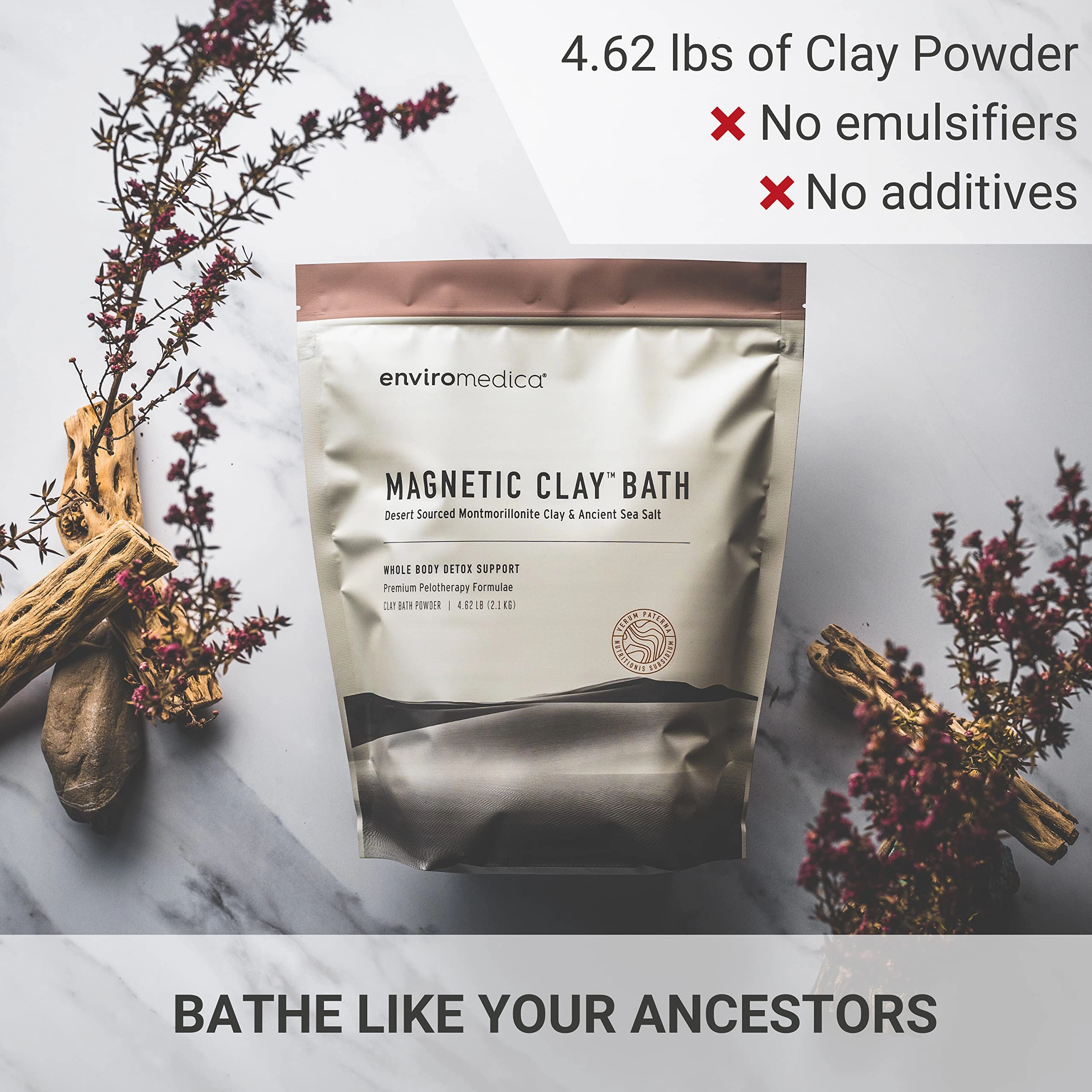Enviromedica Magnetic Bentonite Clay Bath - Sodium & Calcium Bentonite Clay Bath Soak Powder with Himalayan Salt, Rejuvenating and Cleansing Body, Foot or Clay Mask for Face, 500g