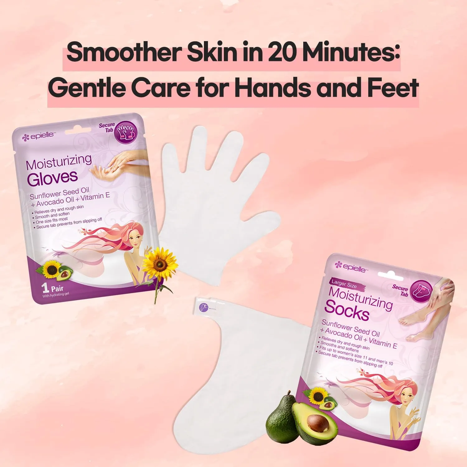 Epielle Moisturizing Foot Masks (Socks 6pk) for Foot Heel to Toe | Foot Cream & Lotion - Sunflower Seed Oil   Avocado Oil   Vitamin E, Mother's Day Gifts, Teacher's Appreciation