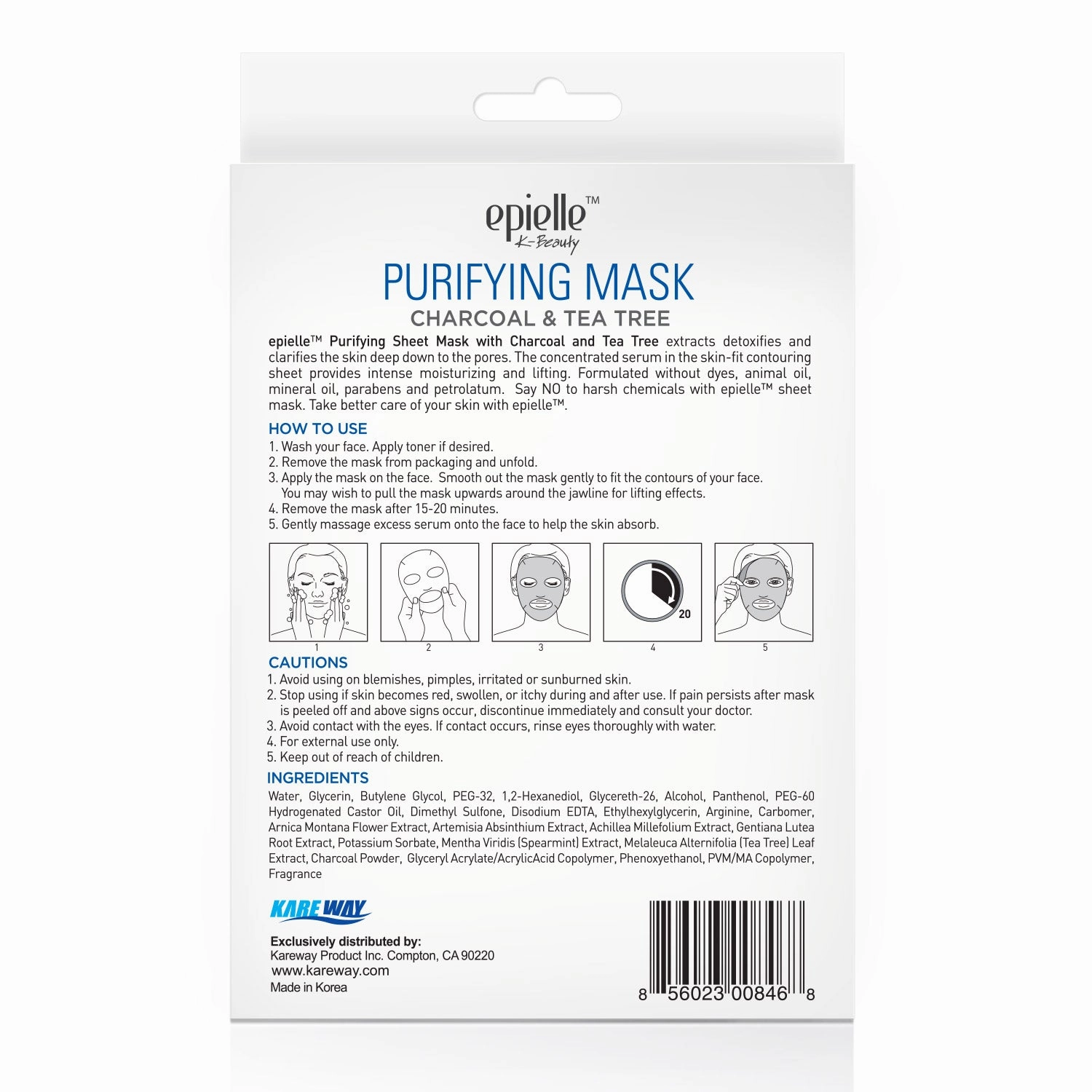 epielle Charcoal & Tea Tree Purifying Mask | 3ct