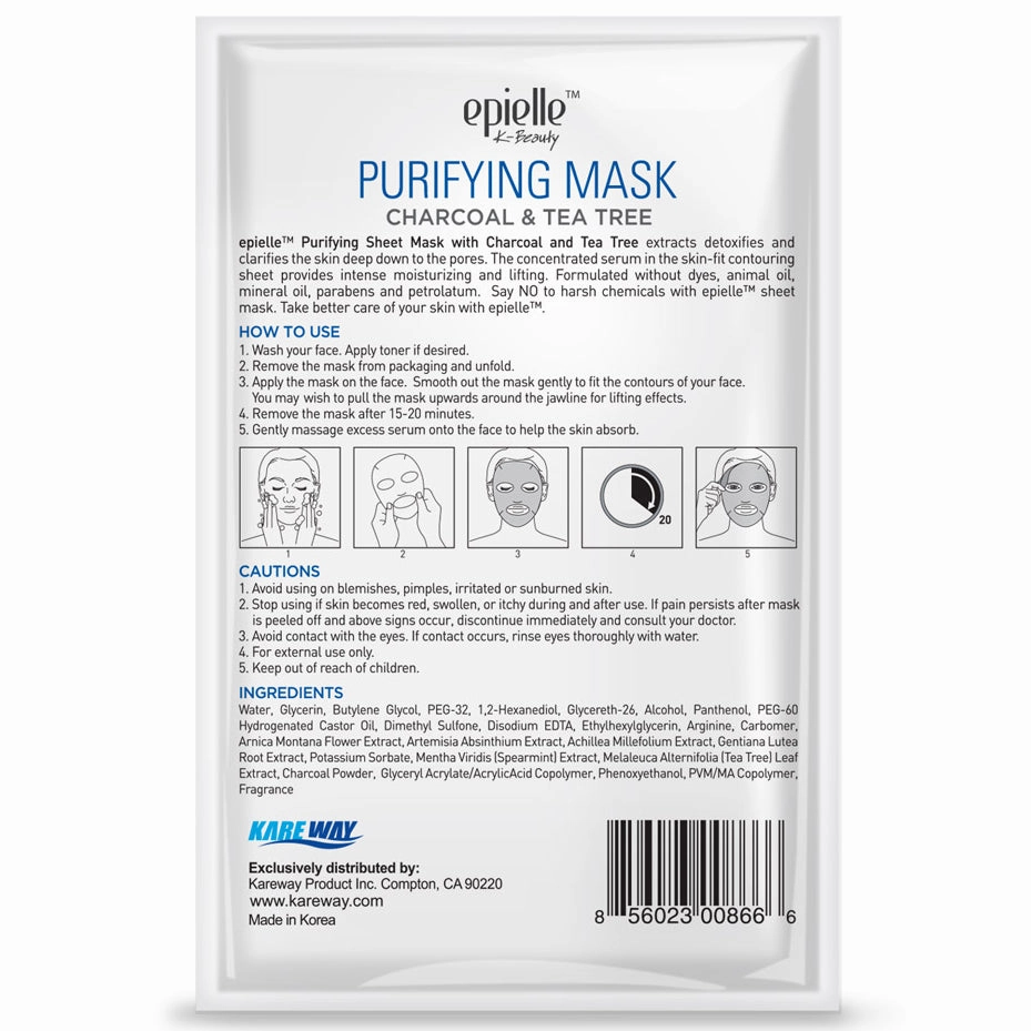 epielle Charcoal & Tea Tree Purifying Mask | 3ct