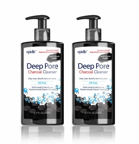 Epielle Deep Pore Charcoal Cleanser 6.77 Fl Oz, 2 Pack, Detoxify and Purify Skin of Dirt and Oil, Oil-Free Cleanser, Energizes Skin with Activated Charcoal, Vegan & Cruelty Free, Easter Gift