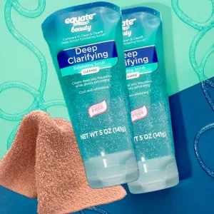 Equate Beauty Deep Clarifying Exfoliating Facial Cleanser, 5 oz, 2-Pack with LeSue Washcloth