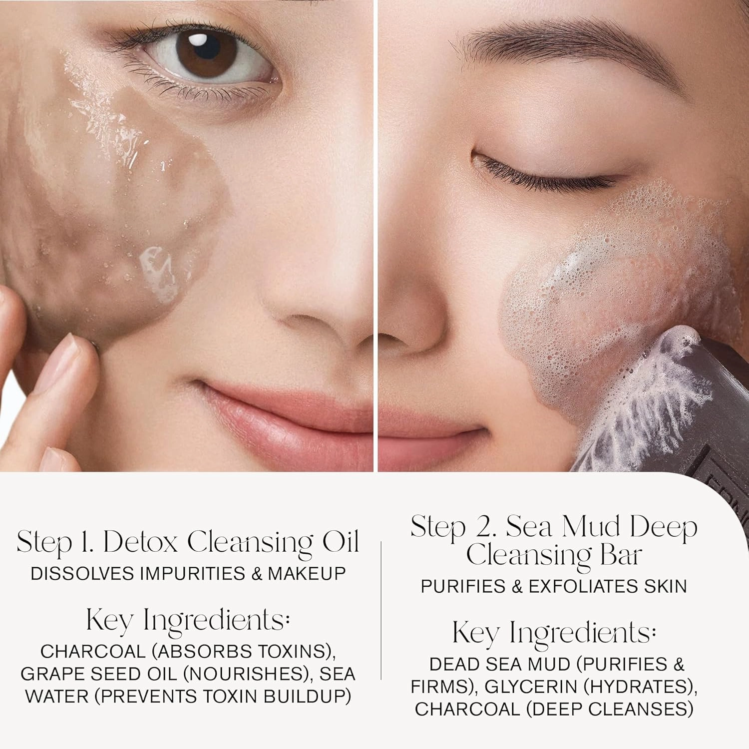 Erno Laszlo Detox Cleansing Duo – Oil Cleanser & Sea Mud Bar for Deep Cleansing, Pore Minimizing, and Oil Control, Includes 6.4 fl. oz. Cleanser and 3.5 oz. Bar Soap