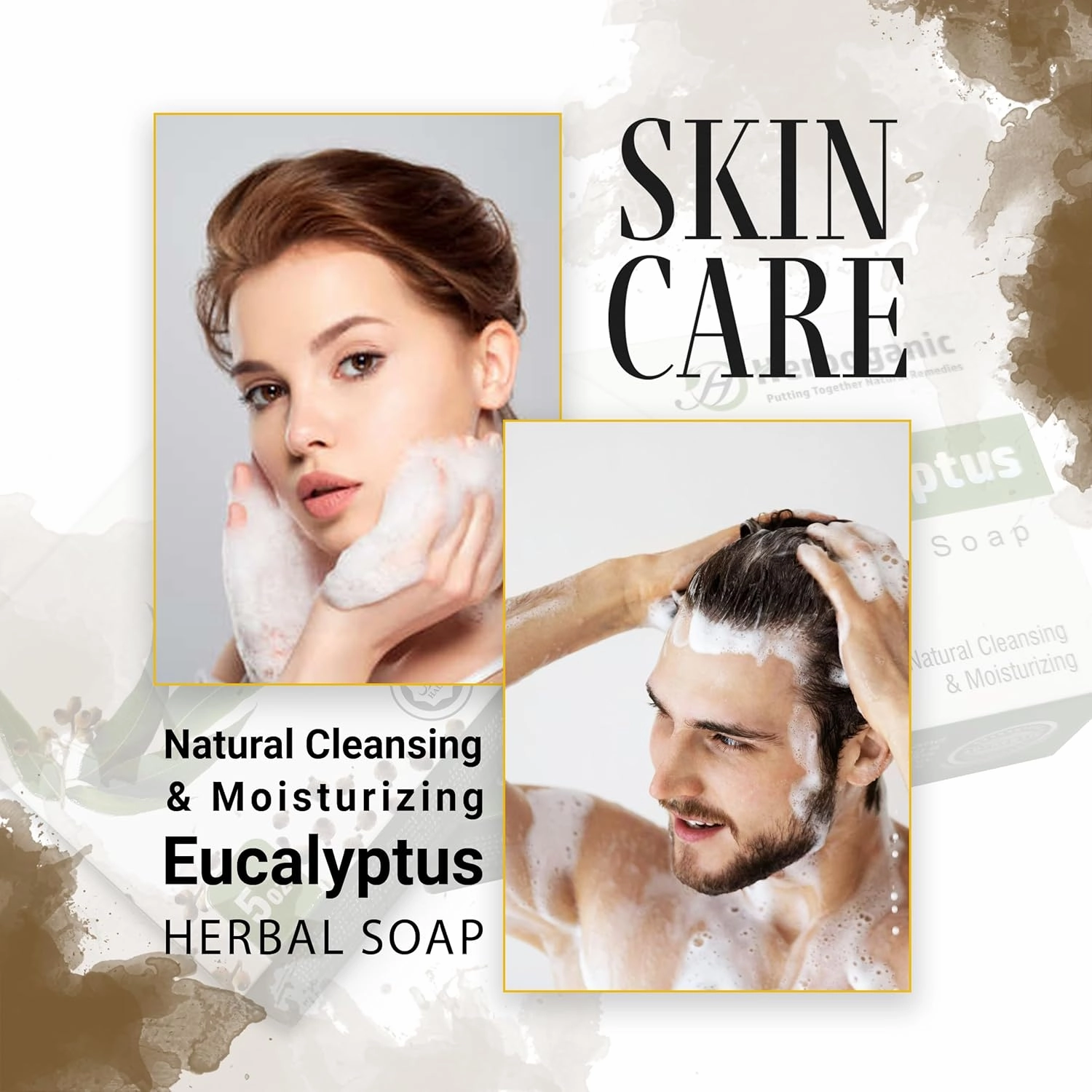 Eucalyptus Herbal Soap | Pack of 3 of 5oz soap Bar | Natural Bar Soap for Face and Body | Hydrating and Nourishing | Suitable for Men and Women