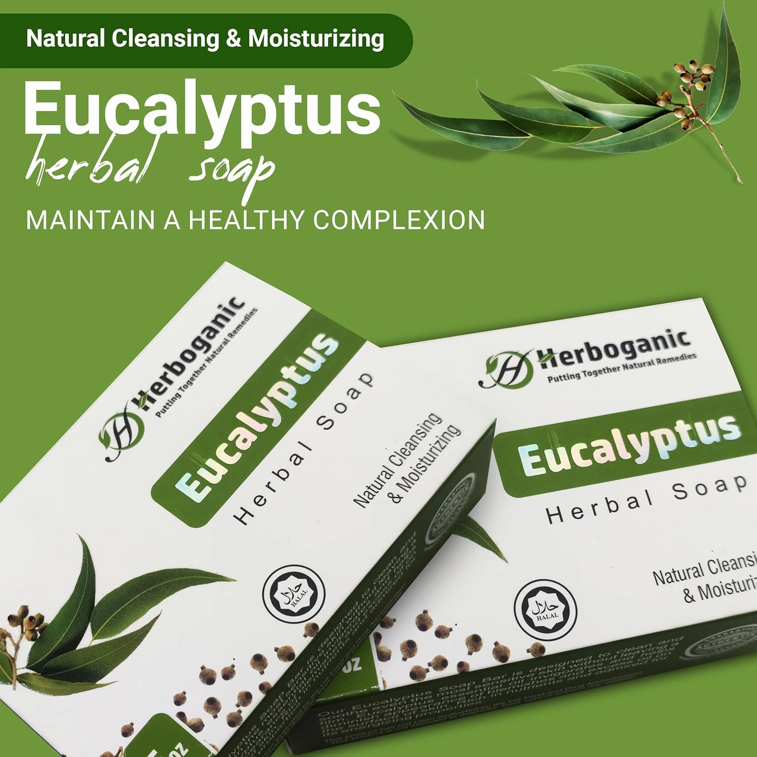 Eucalyptus Herbal Soap | Pack of 3 of 5oz soap Bar | Natural Bar Soap for Face and Body | Hydrating and Nourishing | Suitable for Men and Women