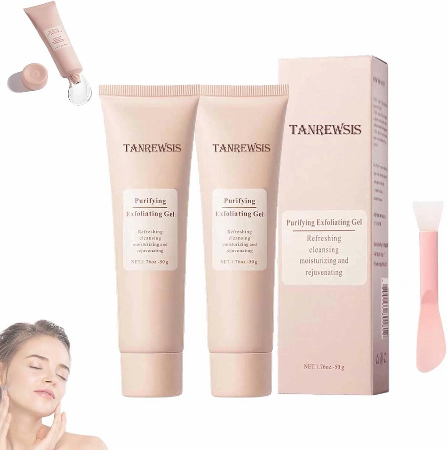 Euuest Exfoliating Gel, Purifying Enzymes Facial Scrub for Face, Moisturizing and Rejuvenating