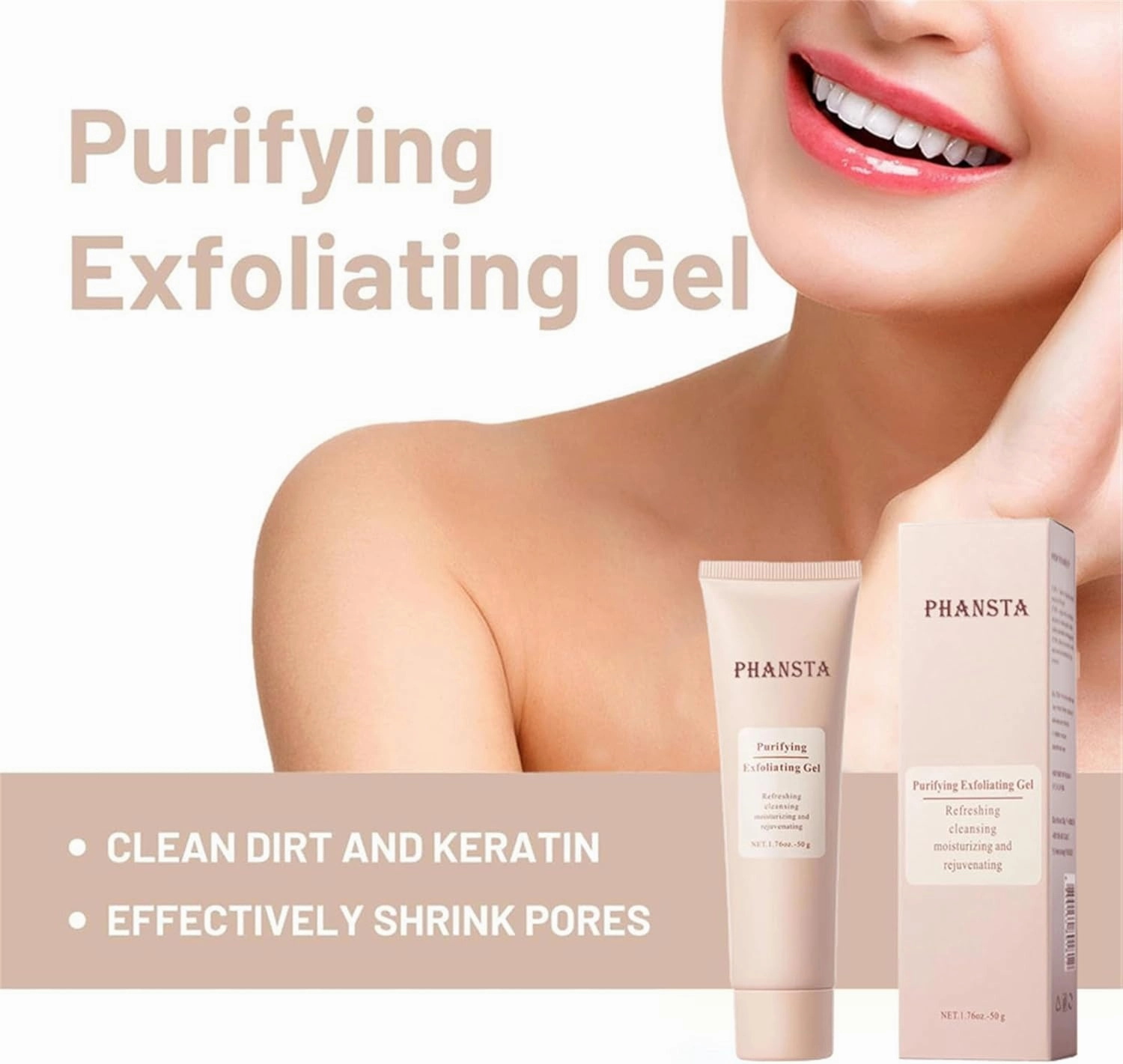 Euuest Exfoliating Gel, Purifying Enzymes Facial Scrub for Face, Moisturizing and Rejuvenating