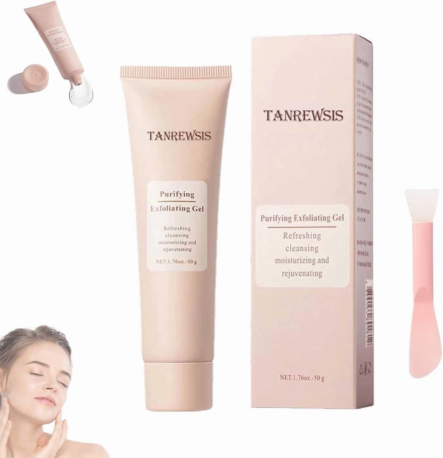 Euuest Exfoliating Gel, Tanrewsis Exfoliating Gel, Purifying Enzymes Exfoliating Gel, Facial Scrub for Body & Face, Moisturizing and Rejuvenating