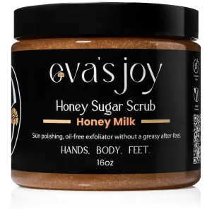 Eva’s Joy Honey Milk Sugar Scrub, Hydrating & Exfoliating, Moisturizing & Skin-Smoothing, Reduces Rough Patches, Gentle Body Scrub, 16 oz
