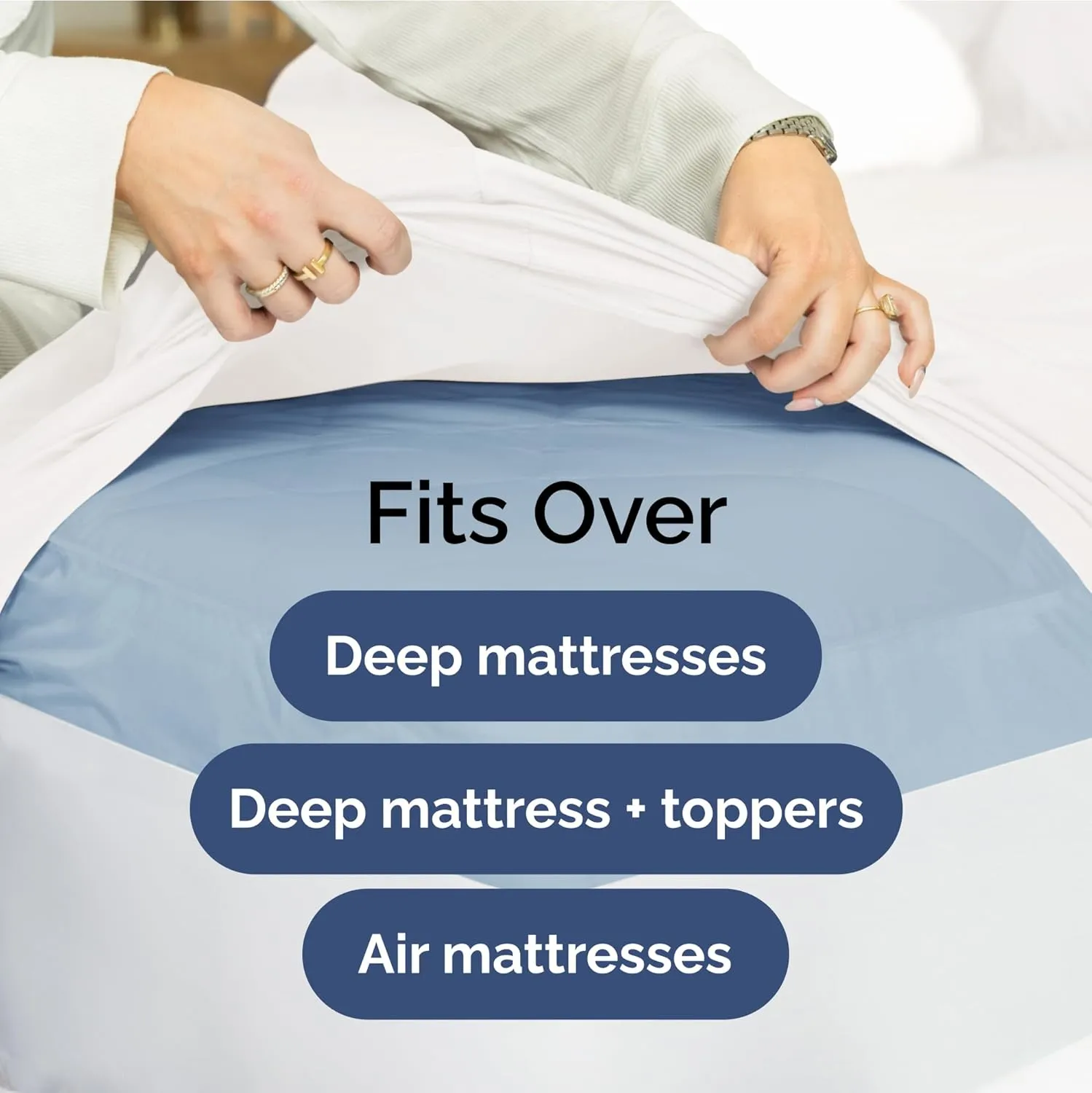 Extra Deep Twin Fitted Sheet - Hotel Luxury Single Fitted Sheet Only - Easily Fits 18 inch to 24 inch Mattress - Ultra Soft, Wrinkle Free with Extra Deep Pockets - Breathable & Comfy - Antique White