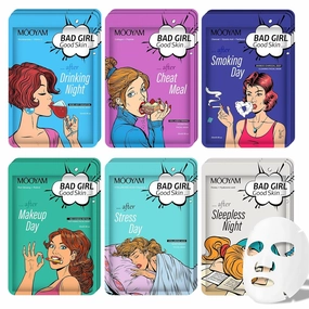 Face Masks Skincare Sheet Bad Girl Set with Vitamin C,Collagen,Hyaluronic acid,Retinol,Moisturizing Facial Mask Deep Cleaning,Oil Contral,Hydrating(24Pack)