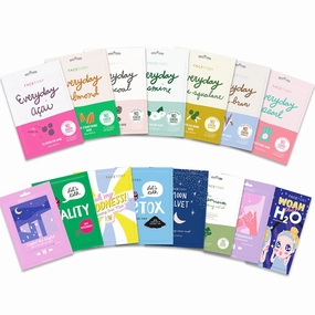 FACETORY Best of Seven and Everyday Facial Sheet Mask Collection Bundle- Hydrating, Refreshing, Calming (15 Sheet Masks Total)