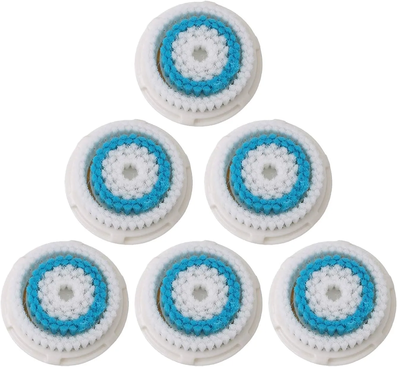 Facial Cleansing Brush Head Replacement, For Clogged and Enlarged Pores(6 Blue), Soft, Non-Abrasive, Suited to All Skin Types, Exfoliating, Radiant