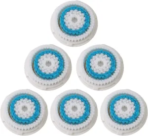 Facial Cleansing Brush Head Replacement, For Clogged and Enlarged Pores(6 Blue), Soft, Non-Abrasive, Suited to All Skin Types, Exfoliating, Radiant