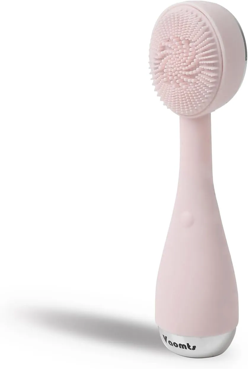 Facial Cleansing Brush,Silicone Face Scrubber Exfoliator for Women Men,Waterproof Sonic Vibrating Face Brush Cleanser for Deep Cleansing,Gentle Exfoliating and Massaging-Pink