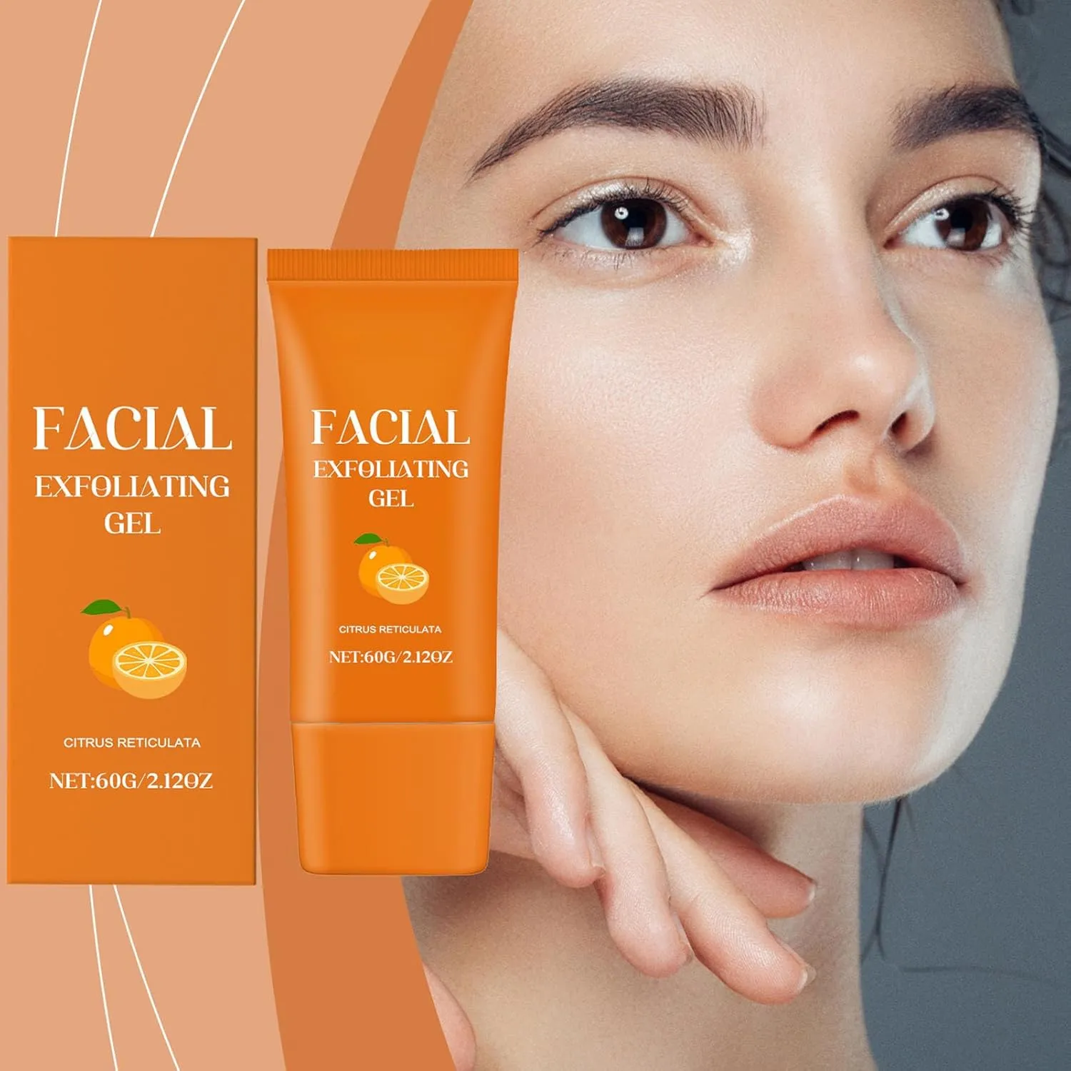 Facial Exfoliating Gel Orange, Facial Exfoliation Gel, Face Hydrating Cleansing Gels, Orange Exfoliating Moisturizing Face Gels (3pcs)