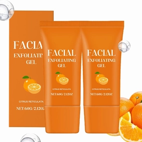 Facial Exfoliating Gel, Deep Purifying Cleansing Exfoliating Gel for Face Body Skin, Orange Enzyme Moisturizing Facial Scrub Exfoliator 60g(2pcs)