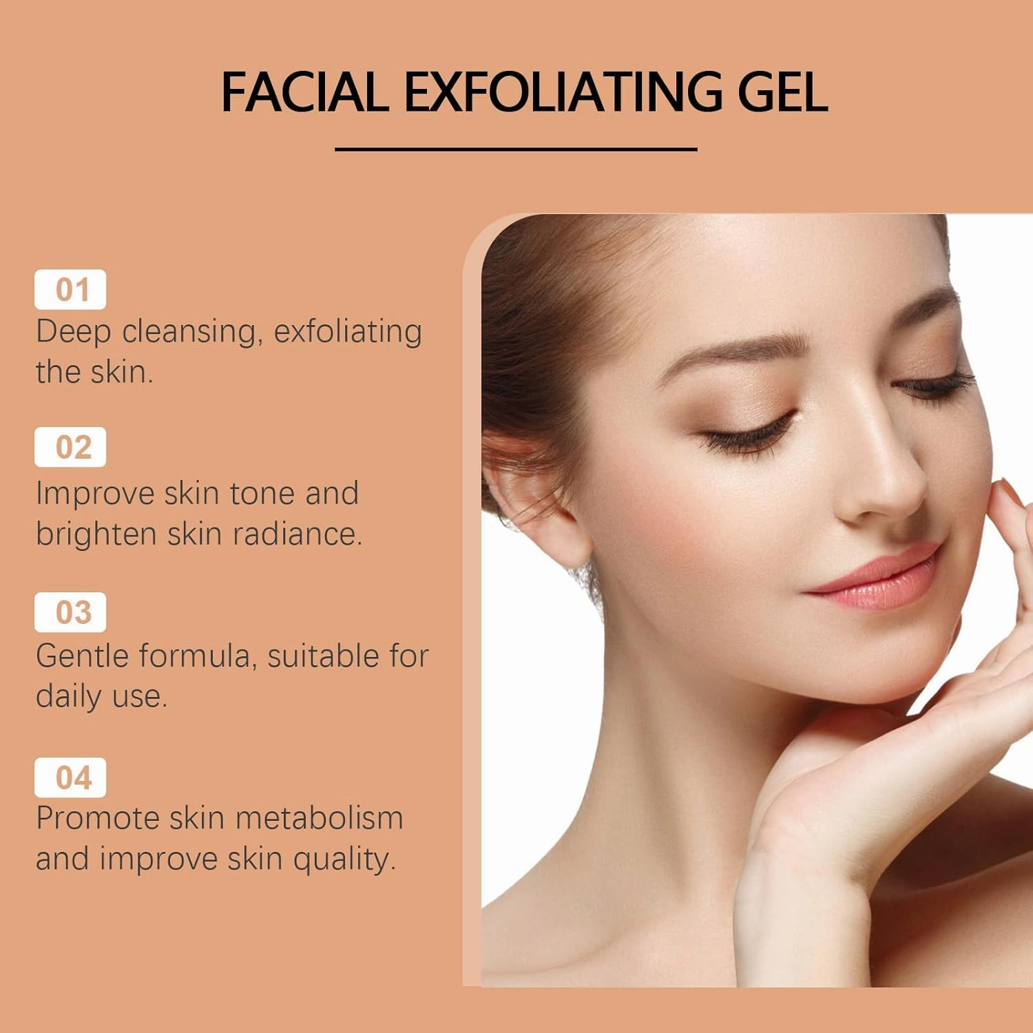Facial Exfoliating Gel, Orange Enzyme Exfoliating Gel, Purifying 𝐄𝐱𝐟𝐨𝐥𝐢𝐚𝐭𝐢𝐧𝐠, Hydrating Facial Scrub, Deep Cleansing Moisturizing Exfoliator (Pack of 2)