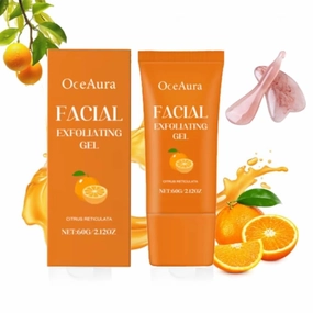 Facial Exfoliating Gel Orange Enzyme Exfoliator Purifying Exfoliating Gel for Face and Body Skin Repair Deep Cleansing Pore Hydrating Natural Plant Formula for All Skin Types (2pcs) (2 pcs)
