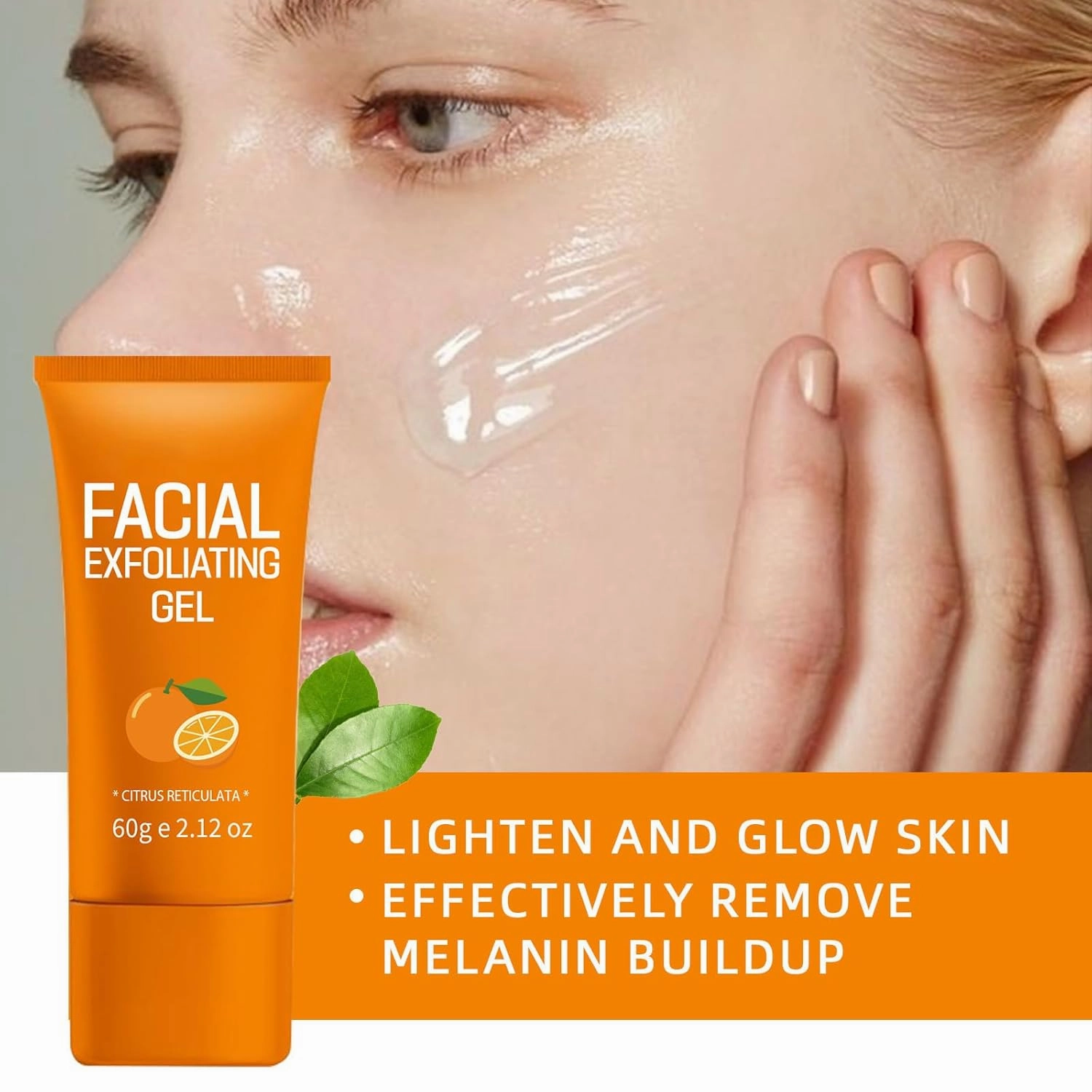 Facial Exfoliating Gel, Orange Enzyme Hydrating Facial Scrub, Pore Refining, Natural Plant Formula, Deep Cleansing Moisturizing (2PCS)