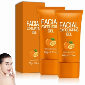 Facial Exfoliating Gel, Orange Enzyme Hydrating Facial Scrub, Pore Refining, Natural Plant Formula, Deep Cleansing Moisturizing (2PCS)