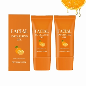 Facial Exfoliating Gel, Orange Purifying Enzymes Exfoliating Gel, Deep Cleansing Moisturizing Scrub with Natural Orange Extract, Moisturizing, Cleansing, Gentle for All Skin Types (2pcs, 2.12 oz)