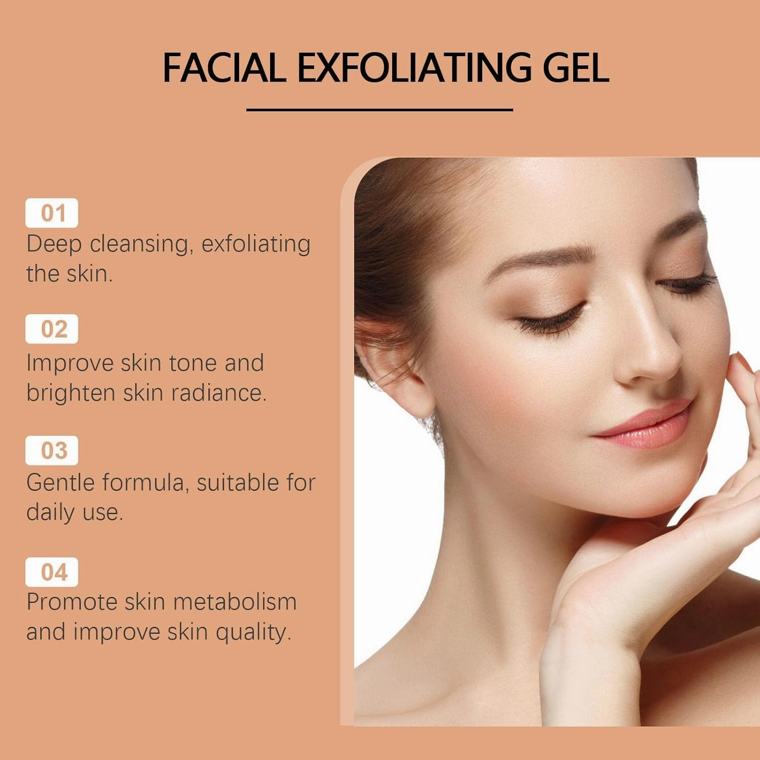 Facial Exfoliating Gel,Purifying Exfoliating Gel, Deep Cleansing Moisturizing Scrub with Natural Orange Extract,Smooth Skin Care, All Skin Types (3pcs, 2.12oz)