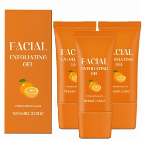 Facial Exfoliating Gel,Purifying Exfoliating Gel, Deep Cleansing Moisturizing Scrub with Natural Orange Extract,Smooth Skin Care, All Skin Types (3pcs, 2.12oz)