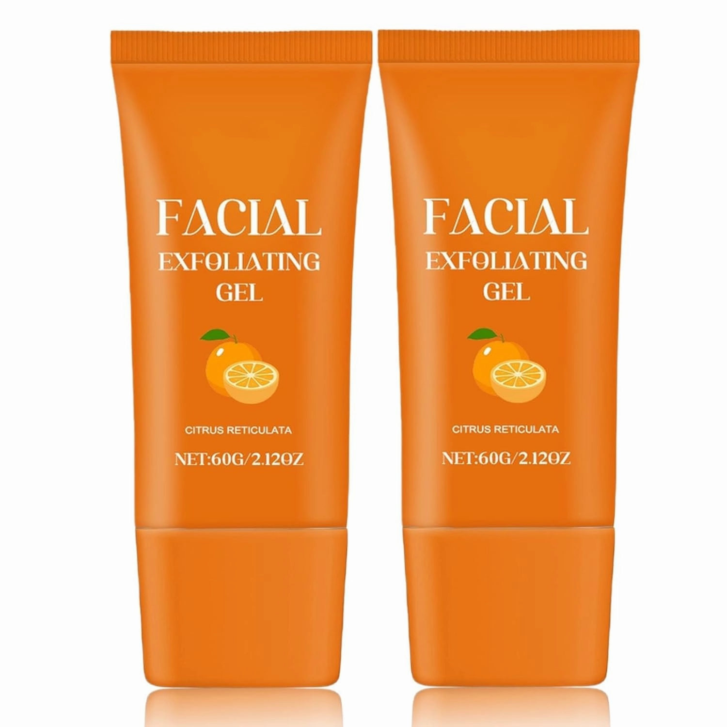 Facial Exfoliating Gel, Purifying Exfoliating Gel for Face and Body Skin Repair, Deep Cleansing Moisturizing Scrub with Natural Orange Extract (2pc, one size)