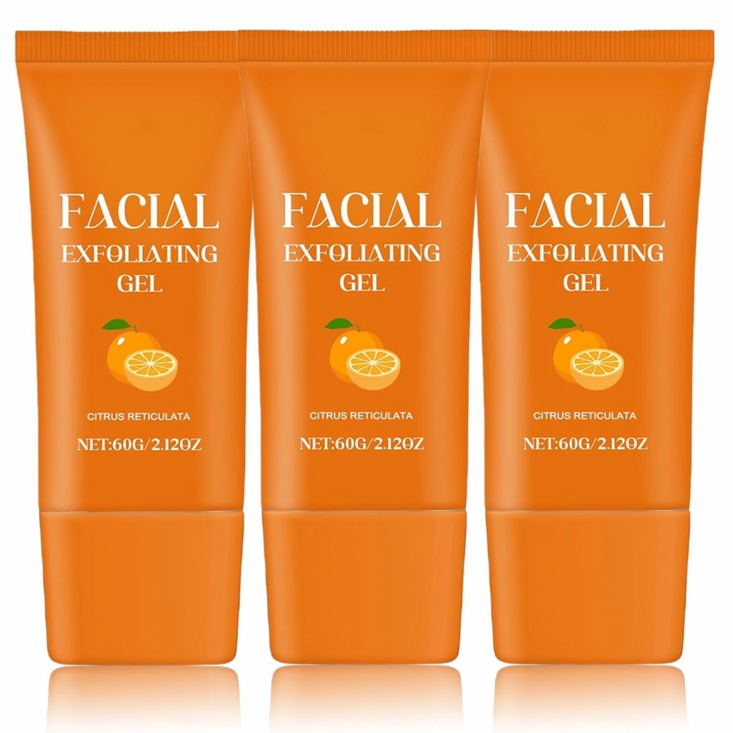 Facial Exfoliating Gel, Purifying Exfoliating Gel for Face and Body Skin Repair, Deep Cleansing Moisturizing Scrub with Natural Orange Extract (3pc, one size)