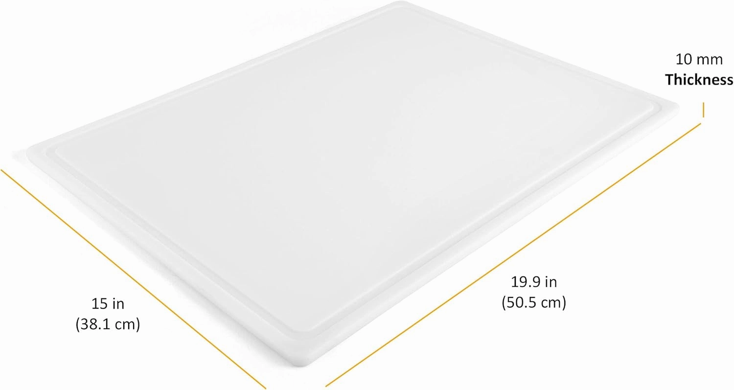 Farberware Extra-Large Plastic Cutting Board with Perimeter Juice Groove, Dishwasher-Safe Kitchen Chopping Board, 15x20-Inch, White