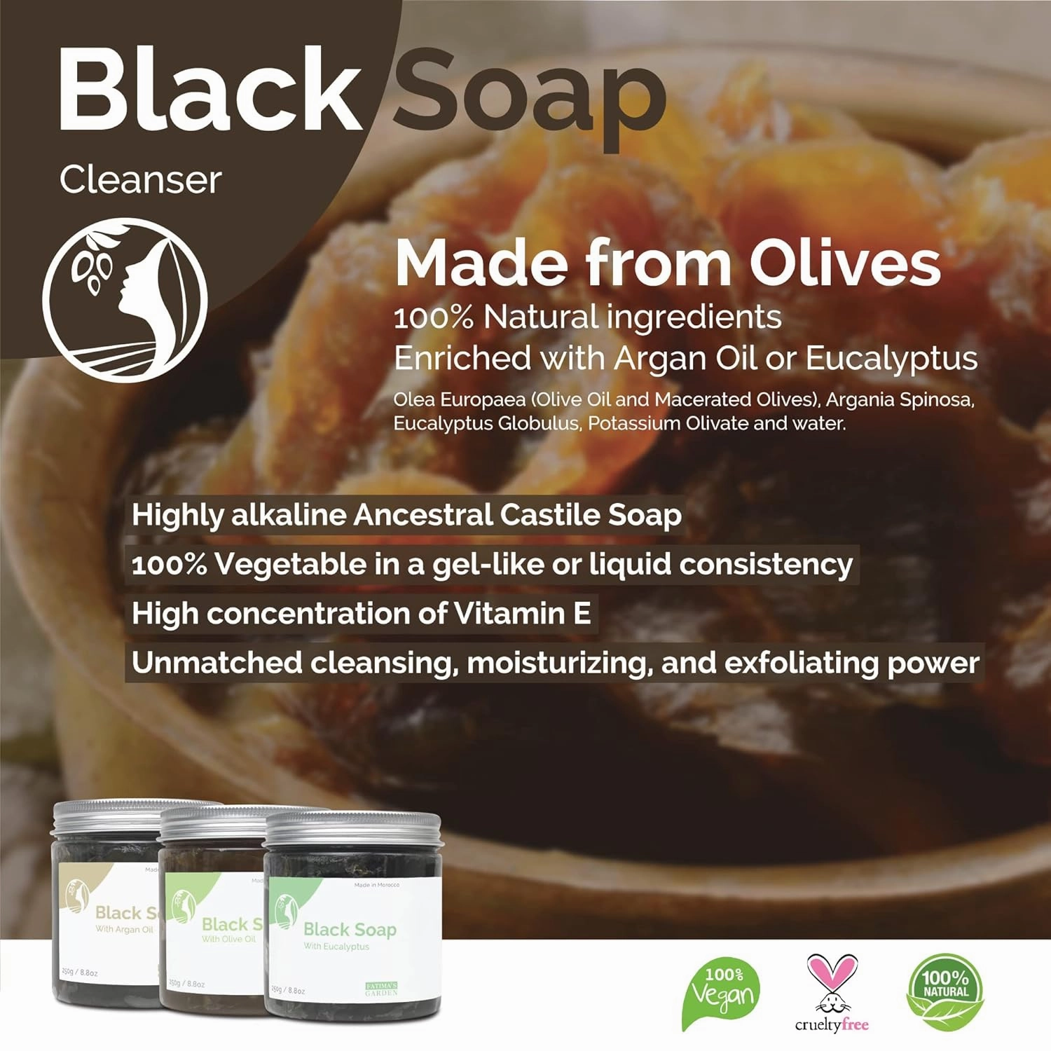 Fatima's Garden Eucalyptus Black Soap - Purifying Cleanser, 1Kg