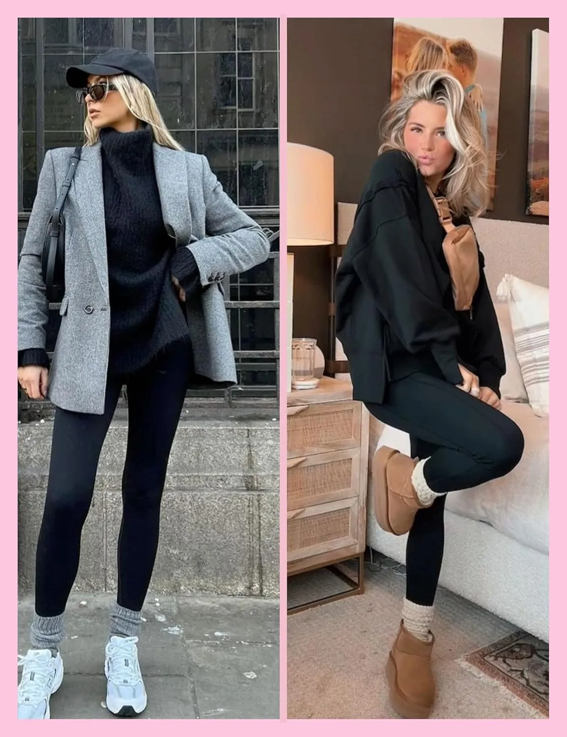 Fleece Lined Leggings Women with Pockets - High Waisted Plus Size Winter Thermal Yoga Pants