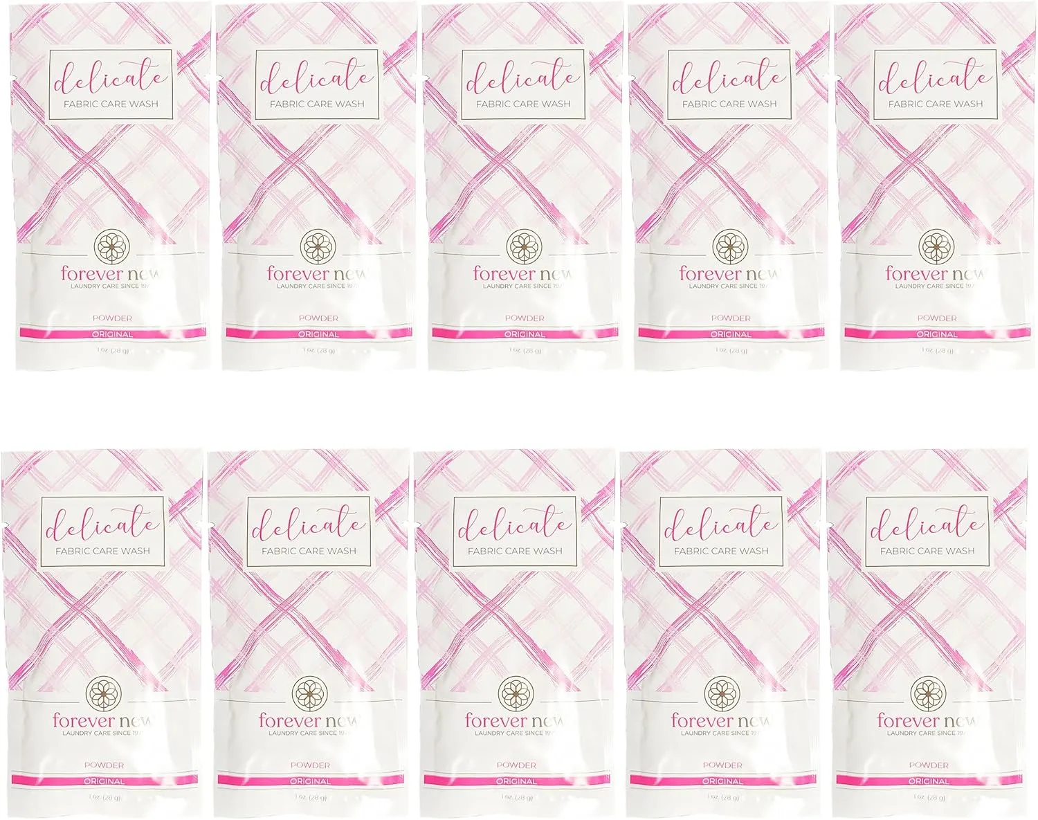 FOREVER NEW Granular Detergent Powder - Delicate Laundry Care Wash - Original Scented, 1 oz Travel Packets x10