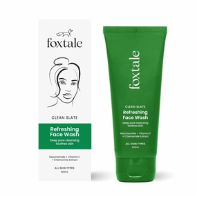 Fox tale Clean Slate Refreshing Face Wash, Deep Pore Cleansing, With Niacinamide and Vitamin E, All Skin Types, 100ml