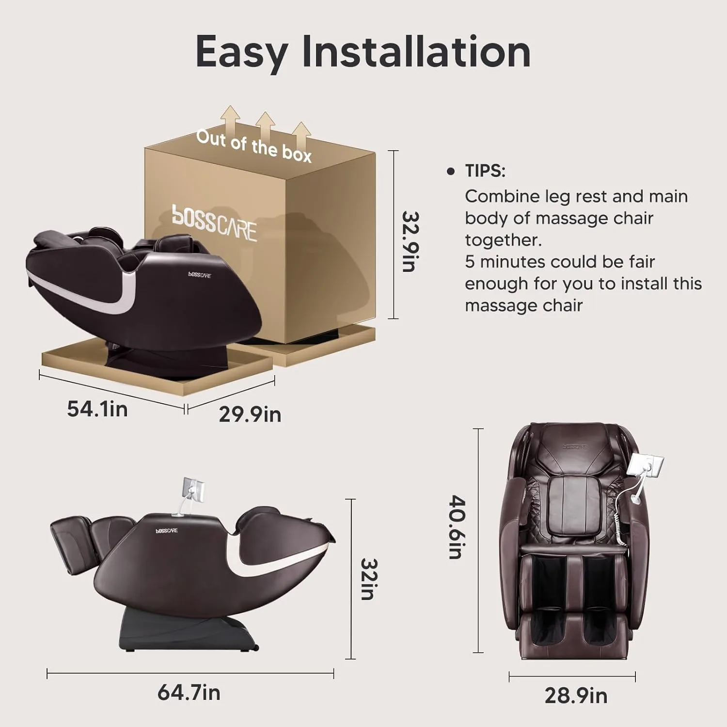 Full Body Airbag Massage Chair: 2025 BOSSCARE Shiatsu Zero Gravity Massager Chairs - AI APP Control Back Heating - Relaxing Massaging Recliner for Friend Family