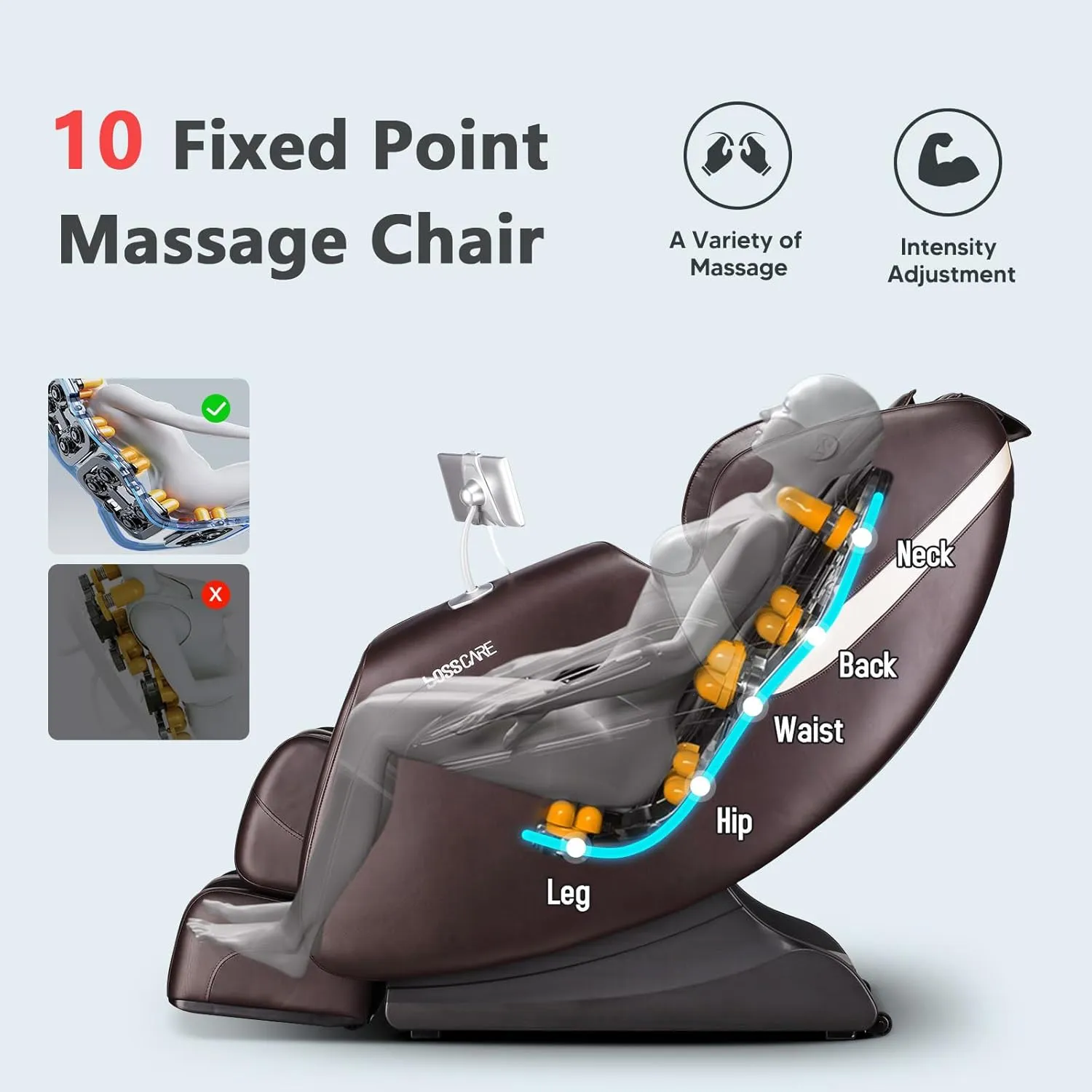 Full Body Airbag Massage Chair: 2025 BOSSCARE Shiatsu Zero Gravity Massager Chairs - AI APP Control Back Heating - Relaxing Massaging Recliner for Friend Family
