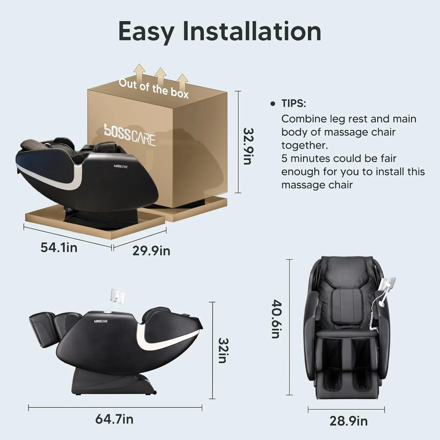 Full Body Airbag Massage Chair: 2025 BOSSCARE Shiatsu Zero Gravity Massager Chairs - AI APP Control Back Heating - Relaxing Massaging Recliner for Friend Family