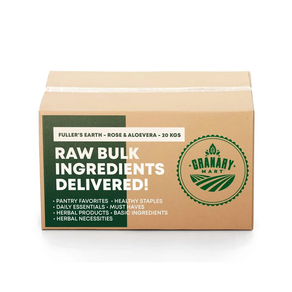Fuller’s Earth w/Aloe Vera & Rose 100% Natural – Multani Mitti Powder for Face – Softer & Smoother Skin – Affordable Bulk Rate – 44 lbs. Bulk Bag