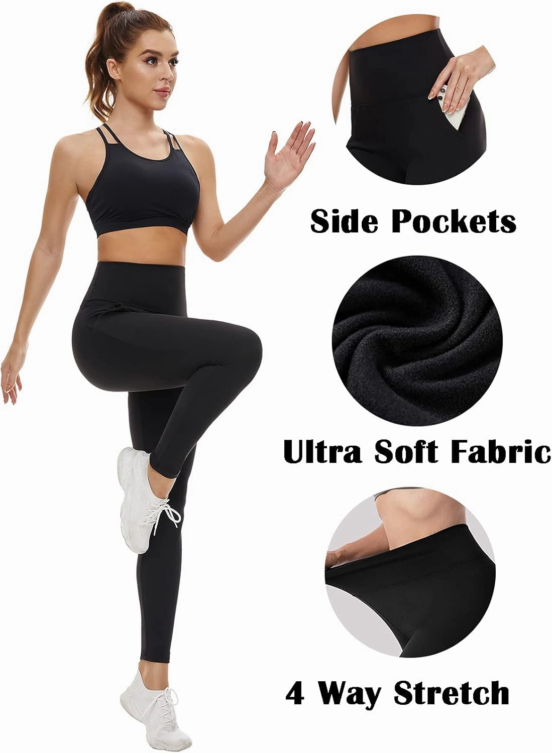 FULLSOFT 3 Pack Leggings for Women High Waisted Soft Black Yoga Pants for Workout Athletic Running Reg & Plus Size