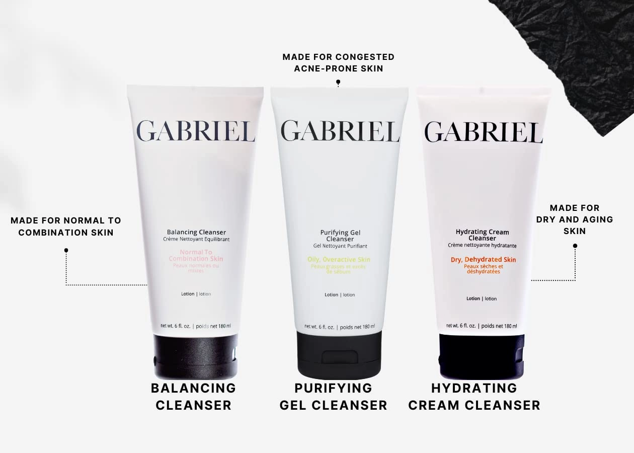 Gabriel Organic Cleanser, Natural Facewash, Paraben Free, Vegan Skincare 6 oz (Purifying Gel)