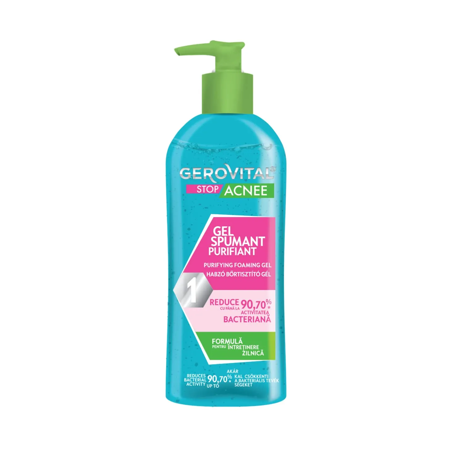 GEROVITAL STOP ACNE Purifying Foaming Gel for Acne, Clears Blackheads & Unclogs Pores, Salicylic Acid Acne Treatment, Removes Impurities and Excess Sebum, 150 mililiters