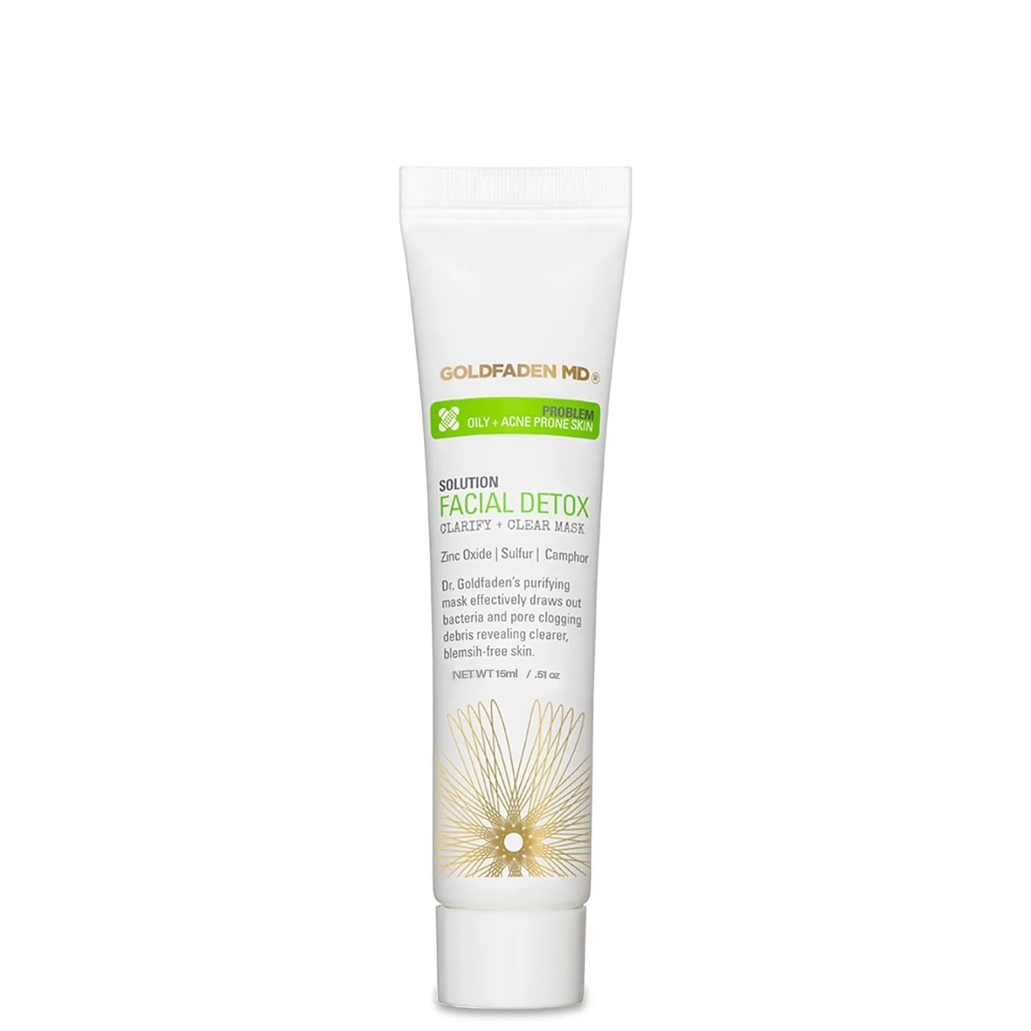 GOLDFADEN MD Facial Detox Mask Clarifying Face Mask w/Zinc Oxide, Sulfur, Salicylic Acid & Grapefruit Purifying Deep Clean Minimizes the Appearance of Redness, Blackheads & Pores .5 fl oz
