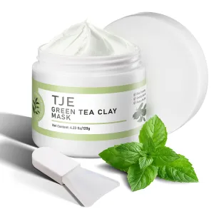 Green Tea Face Mask, Natural Facial Clay Mask Deep Pore Cleansing with Green Tea Extract and Hyaluronic Acid, Moisturizing & Purifying, Pore Minimizer Clay Mask for All Skin Types