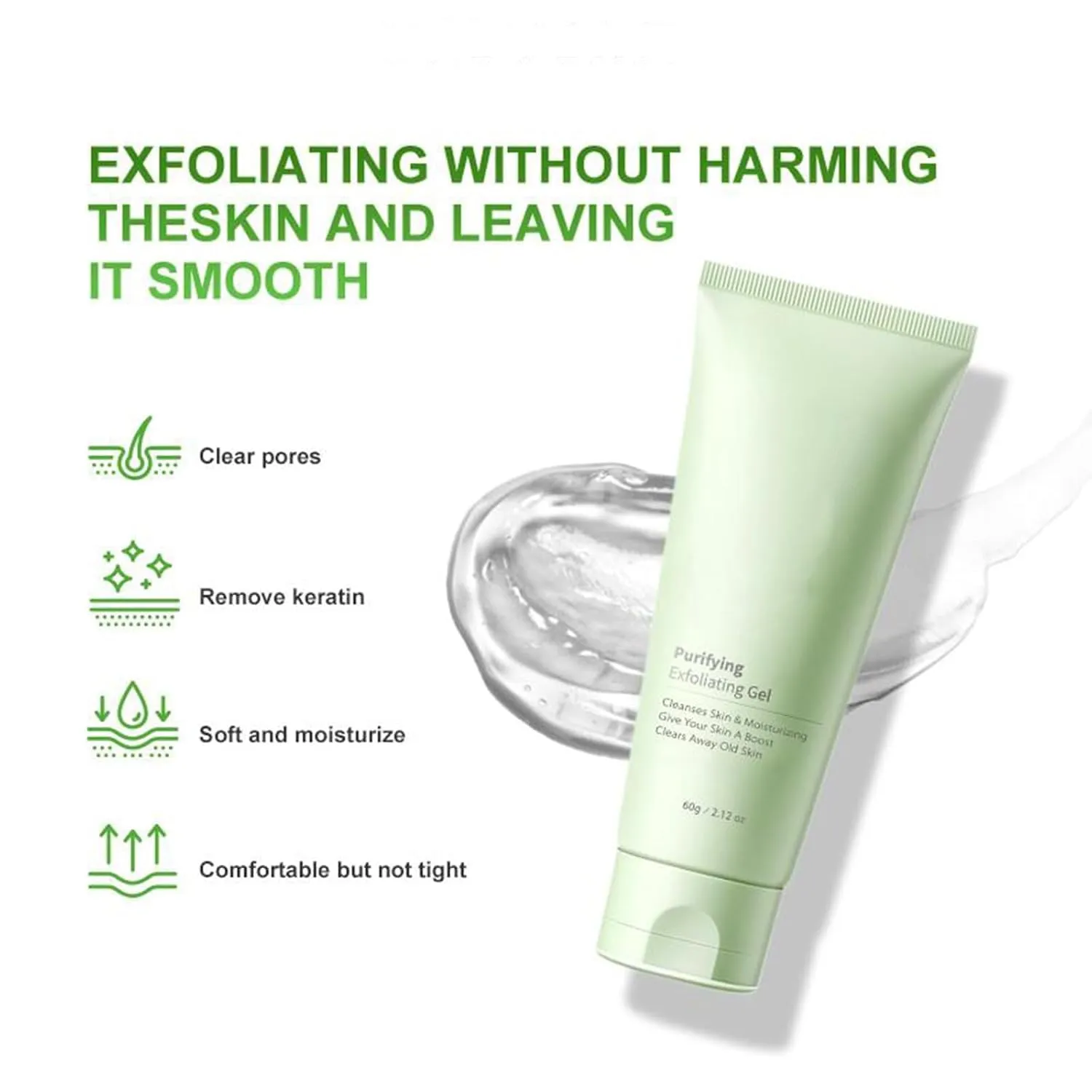 Greteam Purifying Exfoliating Gel, Greteam Exfoliating Gel, Purifying exfoliating gel Moisturizing Cleanses Skin Give, Exfoliation for Skin Care, Deep Moisturize & Cleanses skin (1pcs)
