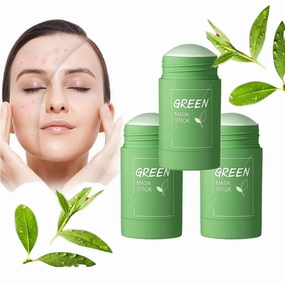 Grevea Green Tea Deep Cleanse, Diystar Green Tea Purifying Clay Mask Stick, Green Deep Cleanse Mask Stick, for Purifying, Moisturizing, Oil Control (3Pcs)