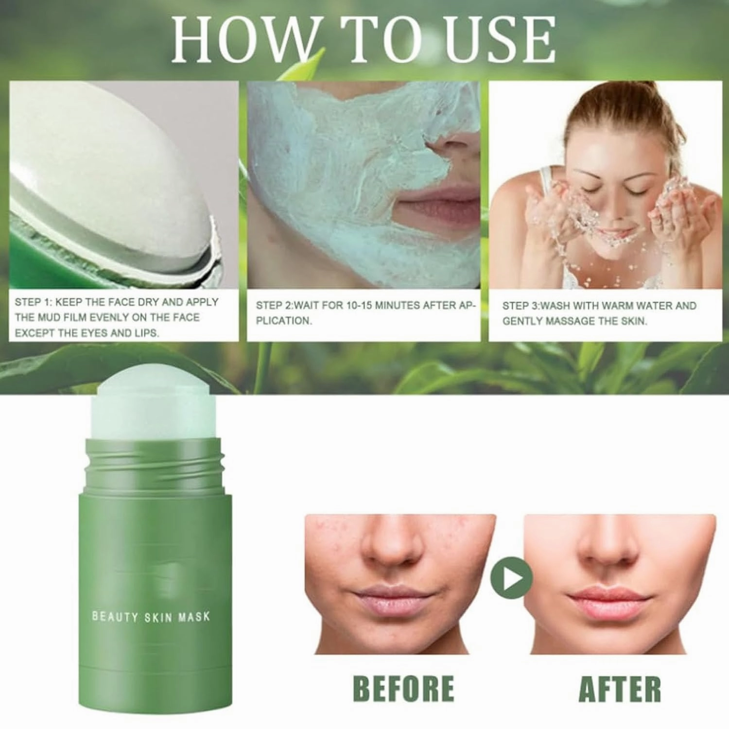 Grevea Green Tea Deep Cleanse, Green Tea Face Mask Stick For Face, Blackhead Remover With Extract For Face Deep Pore Cleansing, Travel-Friendly Blackhead Remover With Vitamin E (2)