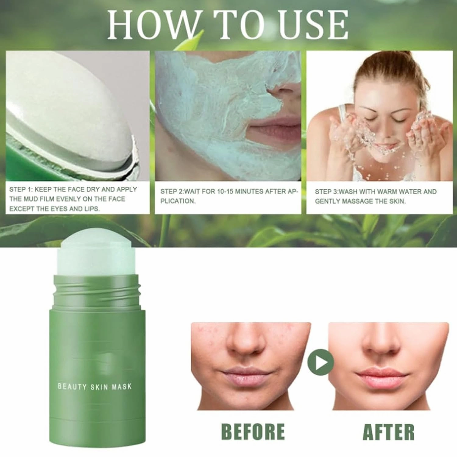 Grevea Green Tea Deep Cleanse, Green Tea Face Mask Stick For Face, Blackhead Remover With Extract For Face Deep Pore Cleansing, Travel-Friendly Blackhead Remover With Vitamin E (3)