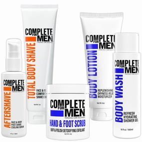 Grooming Kit - Men's Body Wash & Skin Lotion for Dry Skin, Exfoliating Foot & Hand Scrub, Body Sensitive Skin Shaving Cream, Men's Aftershave Lotion